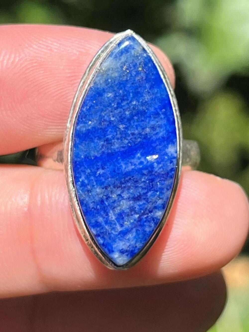 Size 8 925 Silver plated lapis lazuli ring 2297
